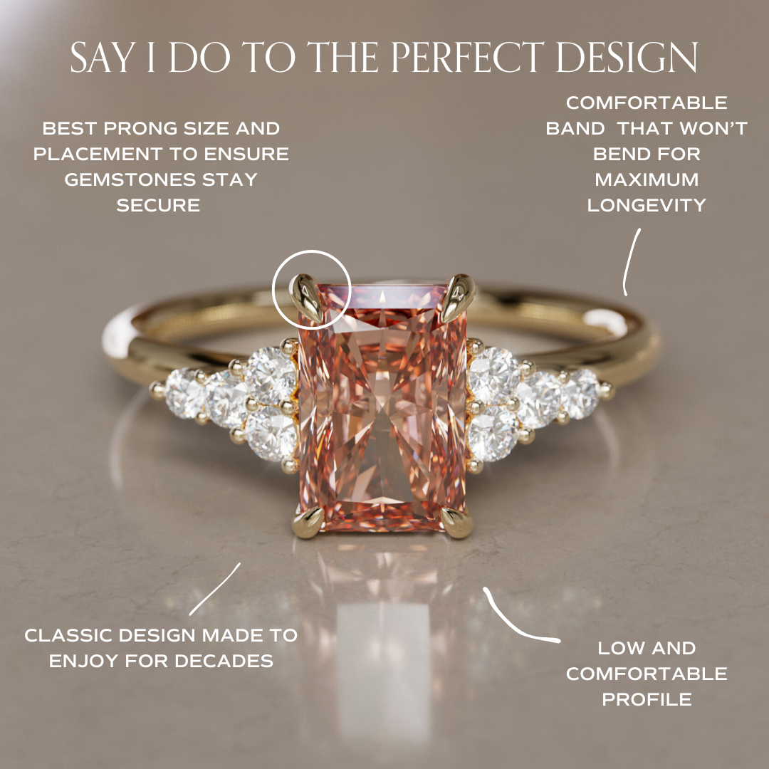 Rohdea Radiant Cut Peach Lab Diamond Modern Unique Engagement Ring By Valley Rose