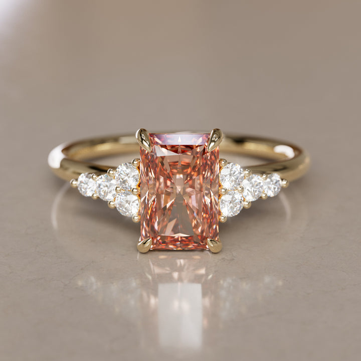 Rohdea Radiant Cut Peach Lab Diamond Modern Unique Engagement Ring By Valley Rose