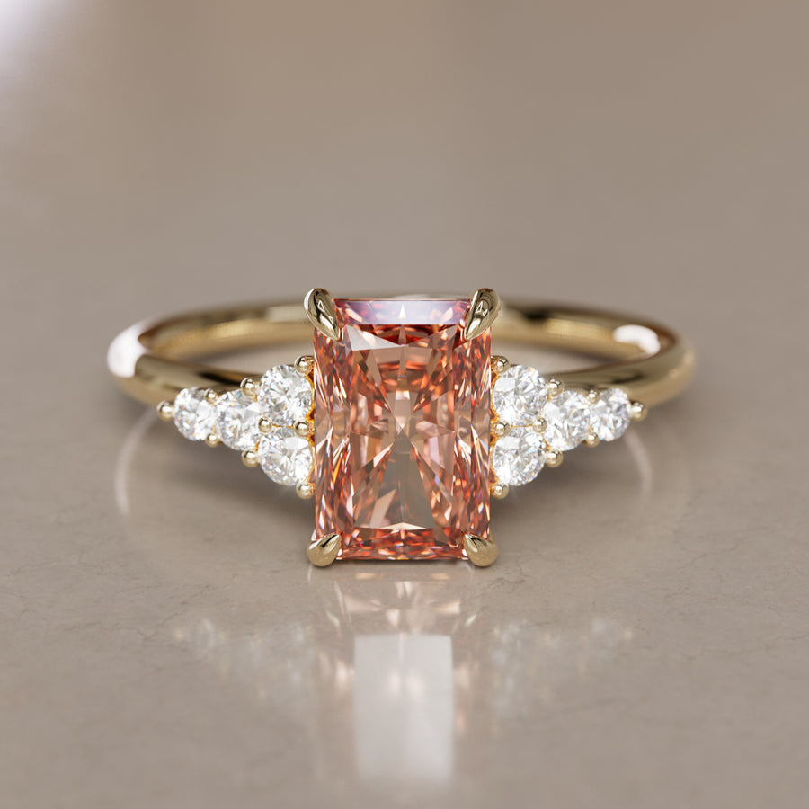 Rohdea Radiant Cut Peach Lab Diamond Modern Unique Engagement Ring By Valley Rose
