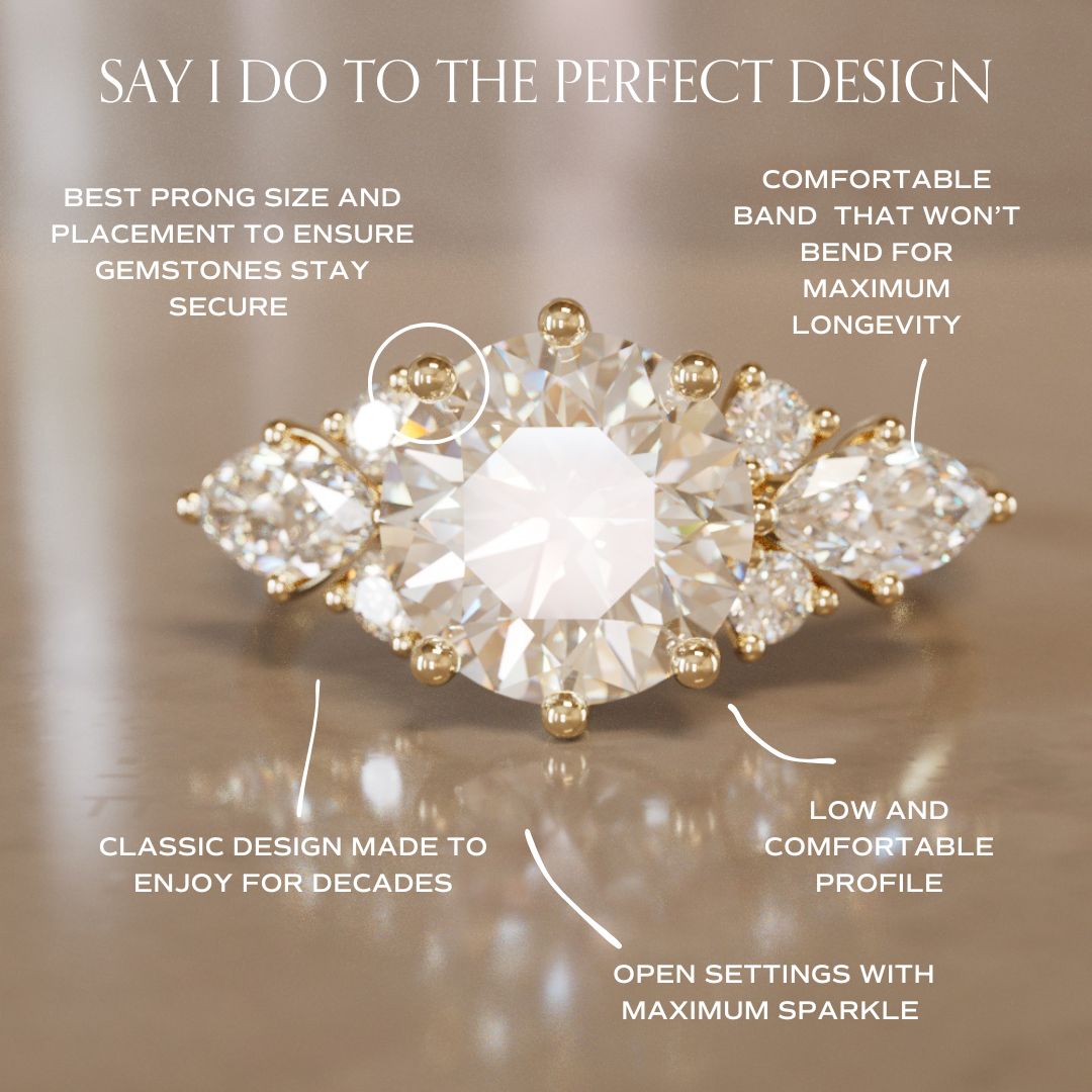 Rosalin Round Lab Diamond Unique Vintage Engagement Ring By Valley Rose