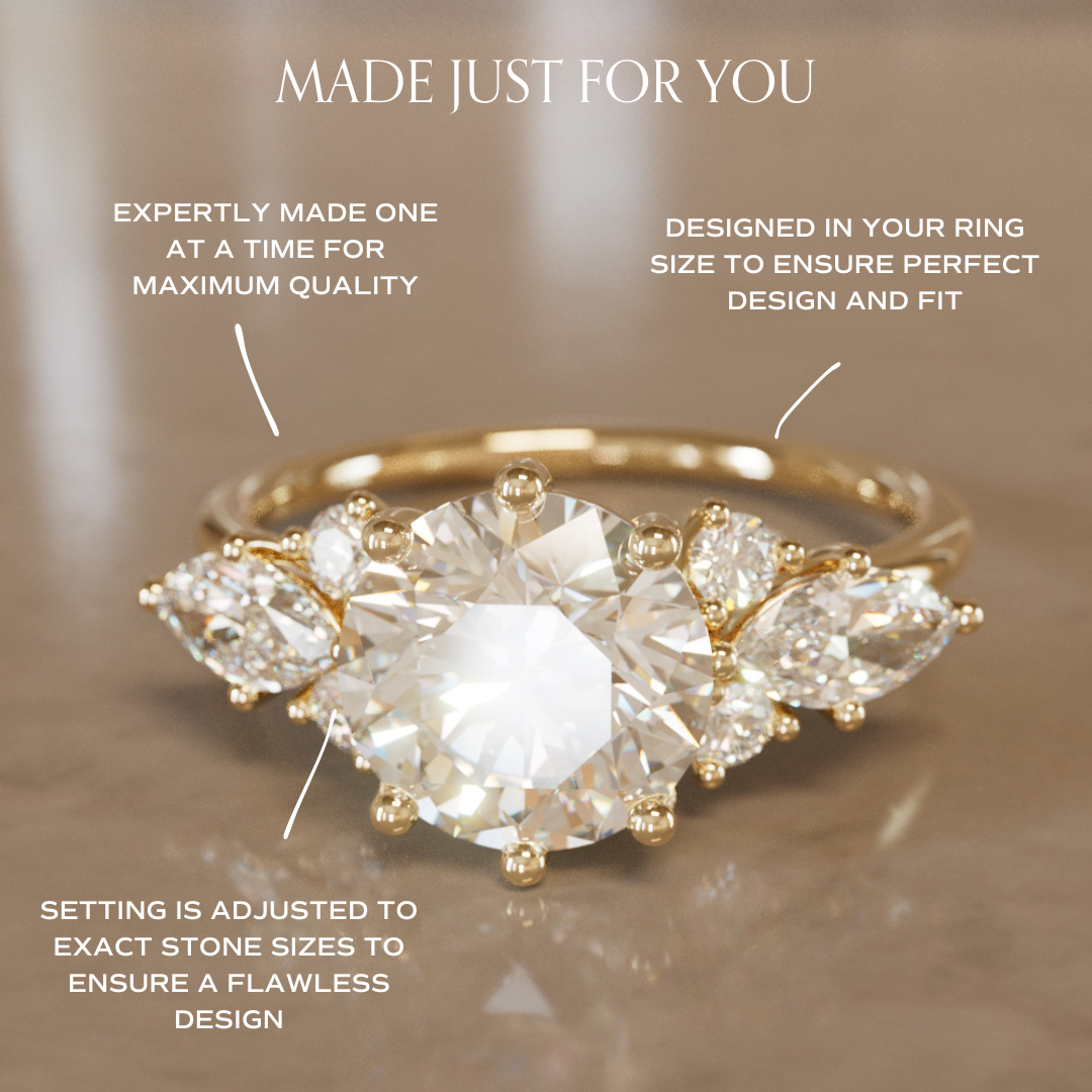 Rosalin Round Lab Diamond Unique Vintage Engagement Ring By Valley Rose