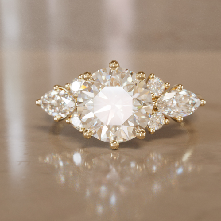 Rosalin Round Lab Diamond Unique Vintage Engagement Ring By Valley Rose