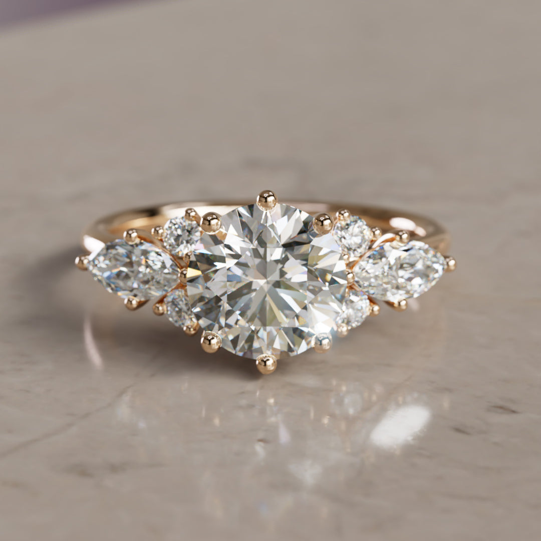 Rosalin Round Lab Diamond Unique Vintage Engagement Ring (Setting Only)