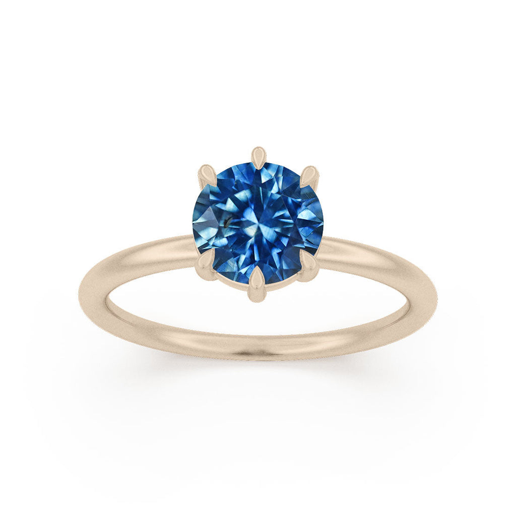 Round Blue Sapphire Solitaire Engagement Ring By Valley Rose