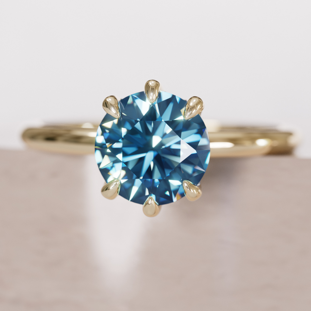 Round Blue Sapphire Solitaire Engagement Ring By Valley Rose