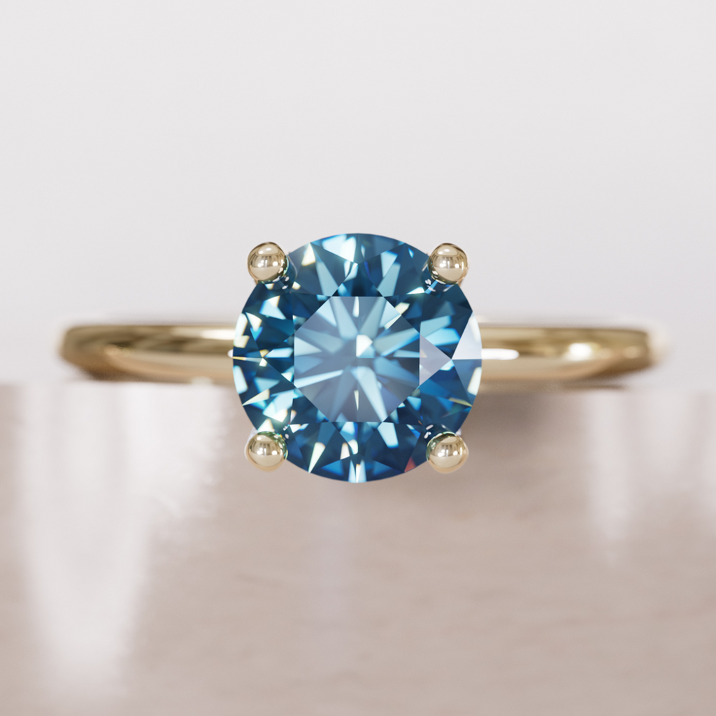 Round Blue Sapphire Solitaire Engagement Ring By Valley Rose