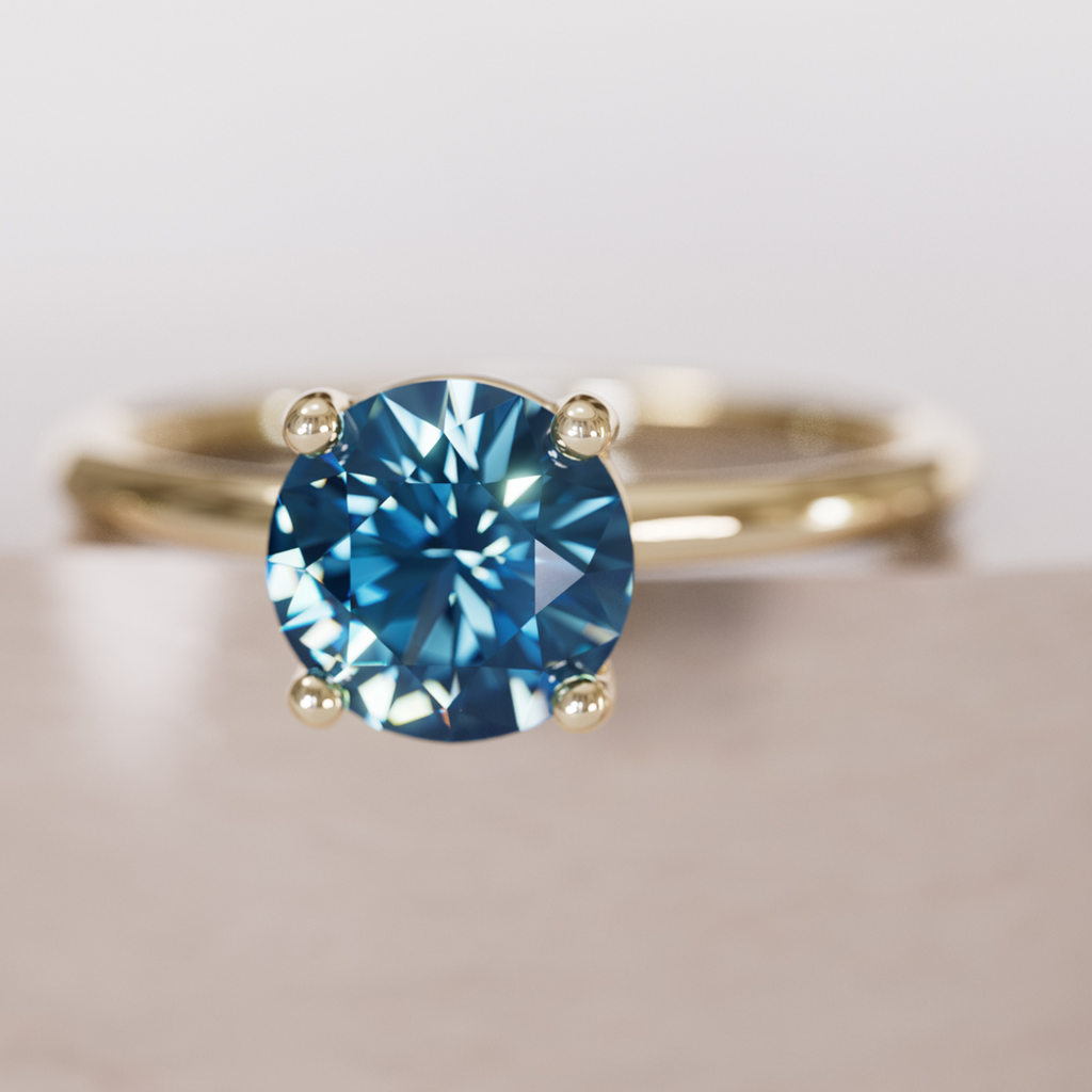 Round Blue Sapphire Solitaire Engagement Ring By Valley Rose