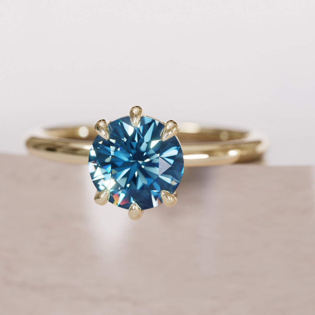 Round Blue Sapphire Solitaire Engagement Ring By Valley Rose