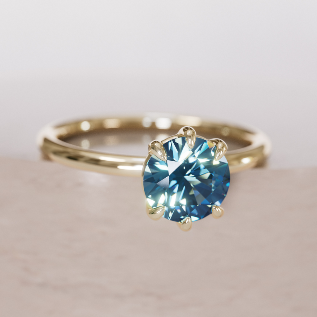 Round Blue Sapphire Solitaire Engagement Ring By Valley Rose