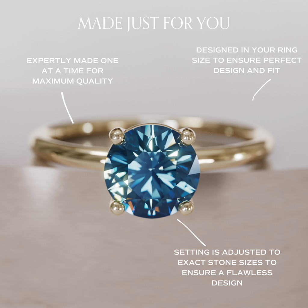 Round Blue Sapphire Solitaire Engagement Ring By Valley Rose