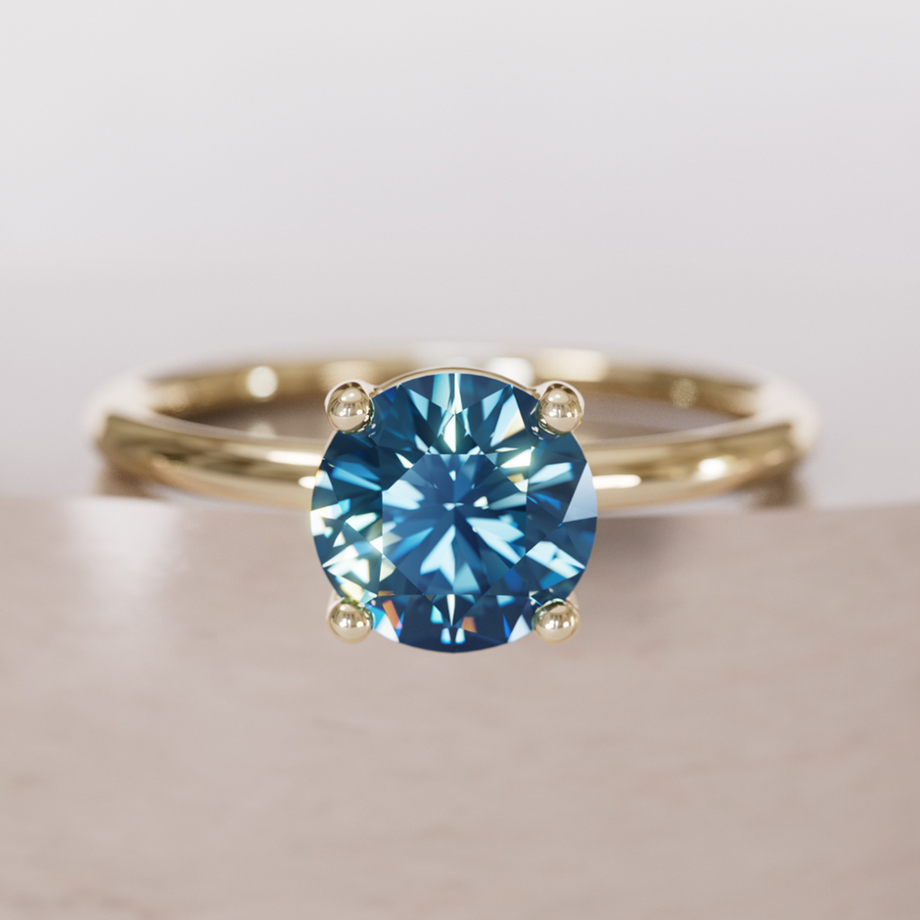 Round Blue Sapphire Solitaire Engagement Ring By Valley Rose