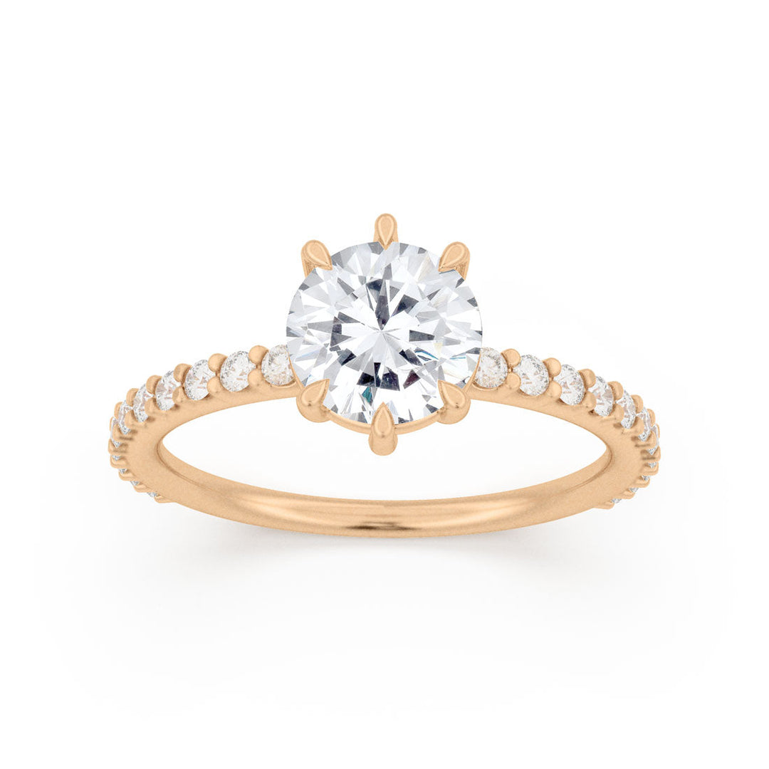 Round Diamond Solitaire Engagement Ring with Pave Band By Valley Rose
