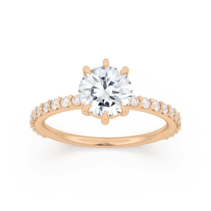 Round Diamond Solitaire Engagement Ring with Pave Band By Valley Rose