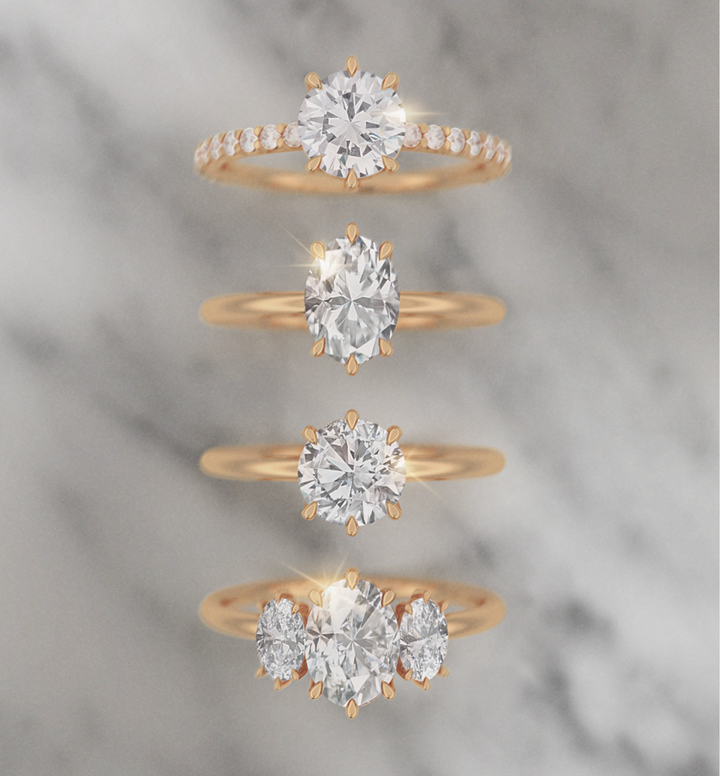 Round Diamond Solitaire Engagement Ring with Pave Band By Valley Rose