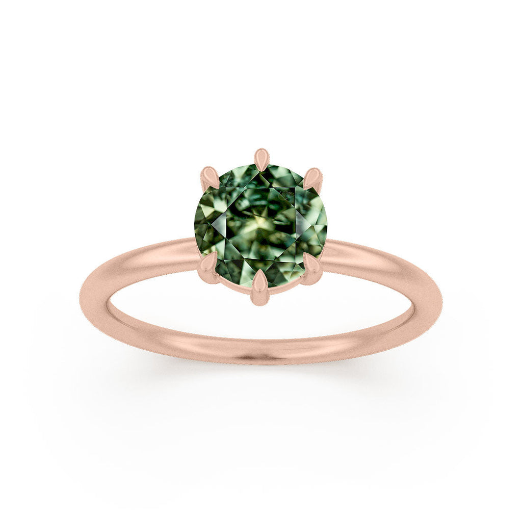 Round Green Sapphire Solitaire Engagement Ring By Valley Rose