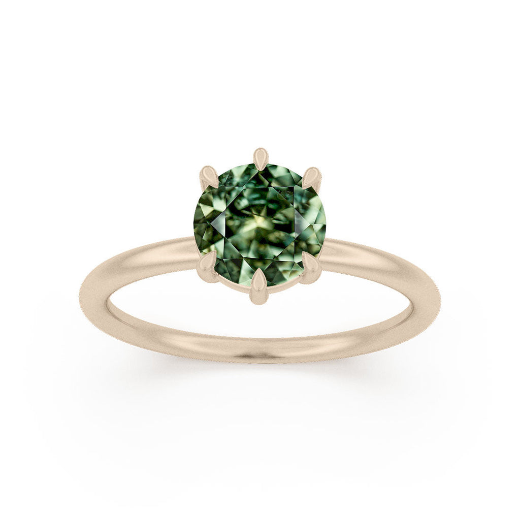 Round Green Sapphire Solitaire Engagement Ring By Valley Rose