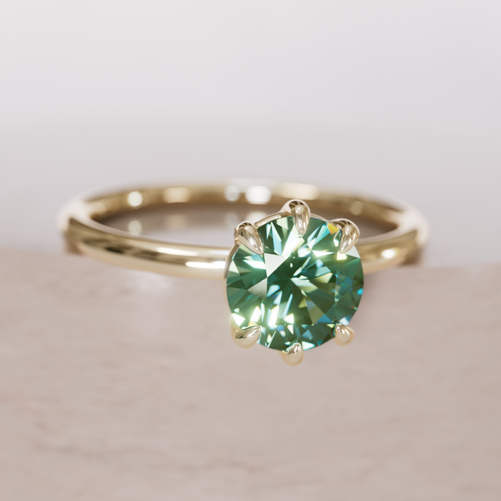 Round Green Sapphire Solitaire Engagement Ring By Valley Rose