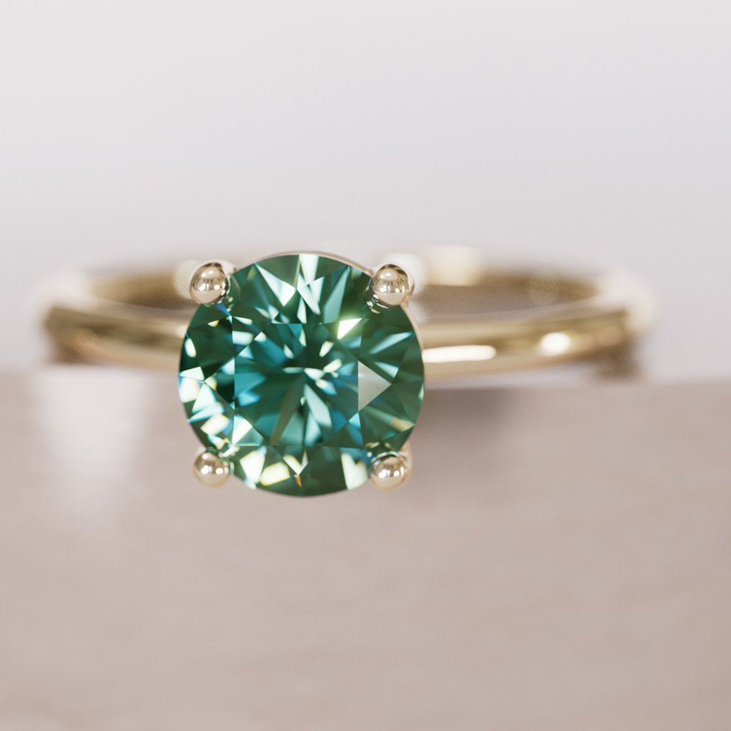 Round Green Sapphire Solitaire Engagement Ring By Valley Rose