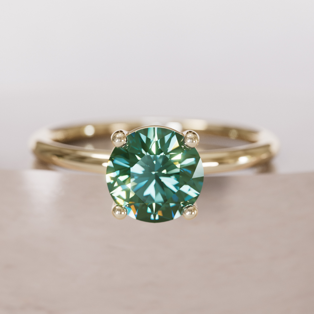 Round Green Sapphire Solitaire Engagement Ring By Valley Rose