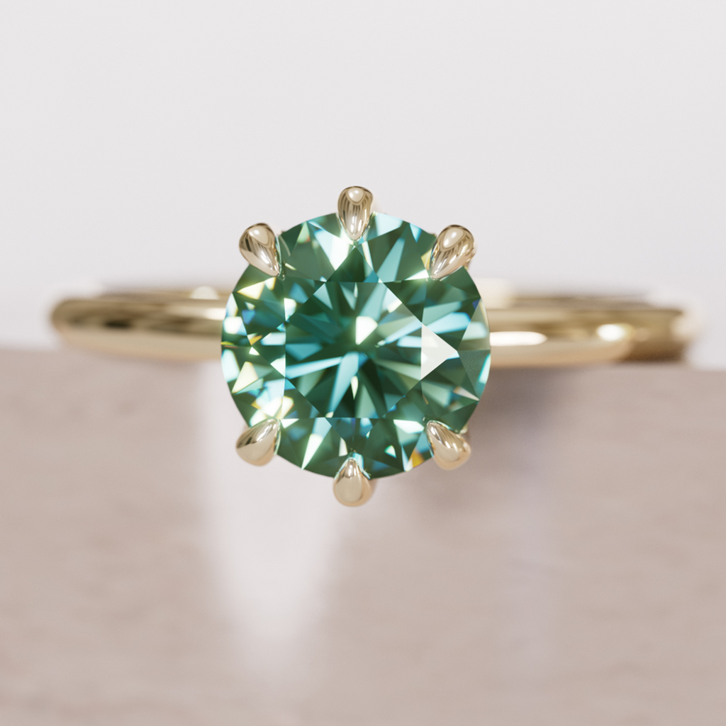 Round Green Sapphire Solitaire Engagement Ring By Valley Rose