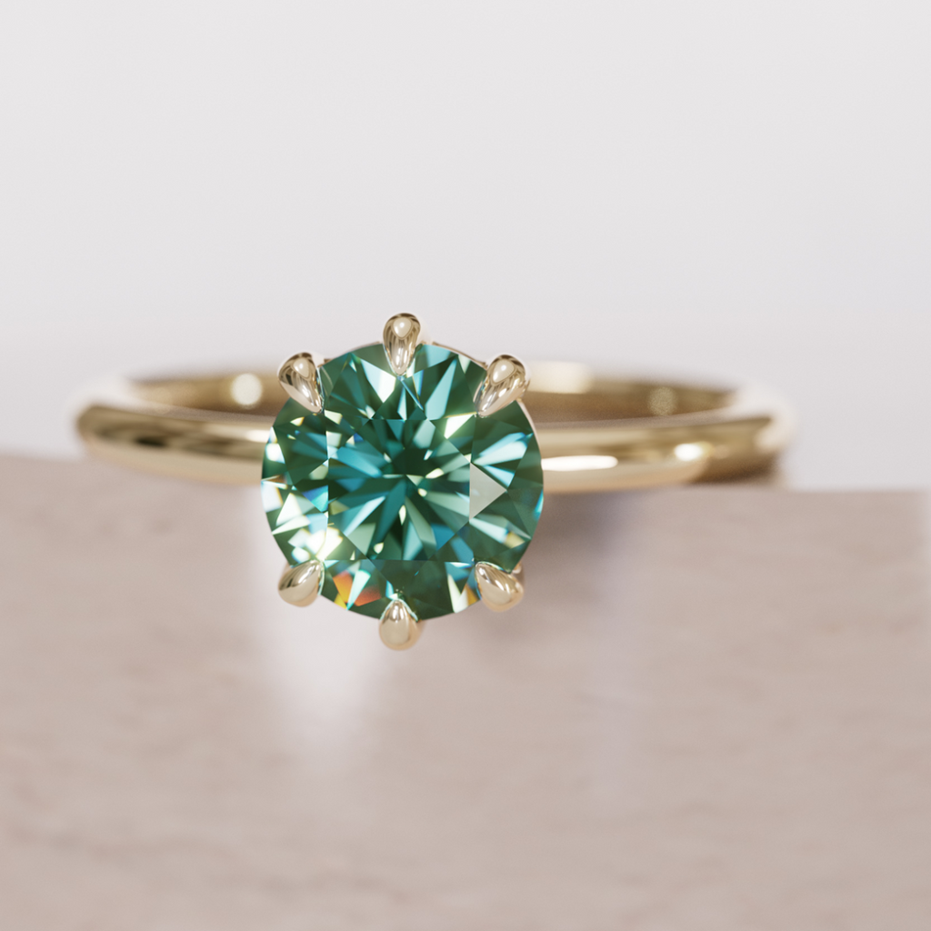 Round Green Sapphire Solitaire Engagement Ring By Valley Rose