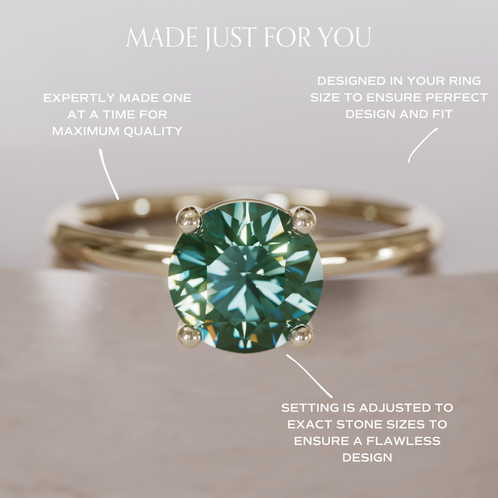 Round Green Sapphire Solitaire Engagement Ring By Valley Rose