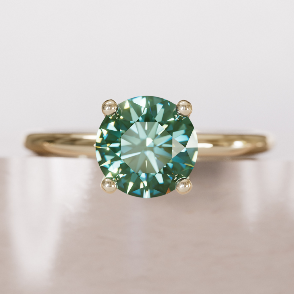 Round Green Sapphire Solitaire Engagement Ring By Valley Rose