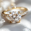 Round Lab Diamond Solitaire Ethical Engagement Ring with a Pavé Band By Valley Rose