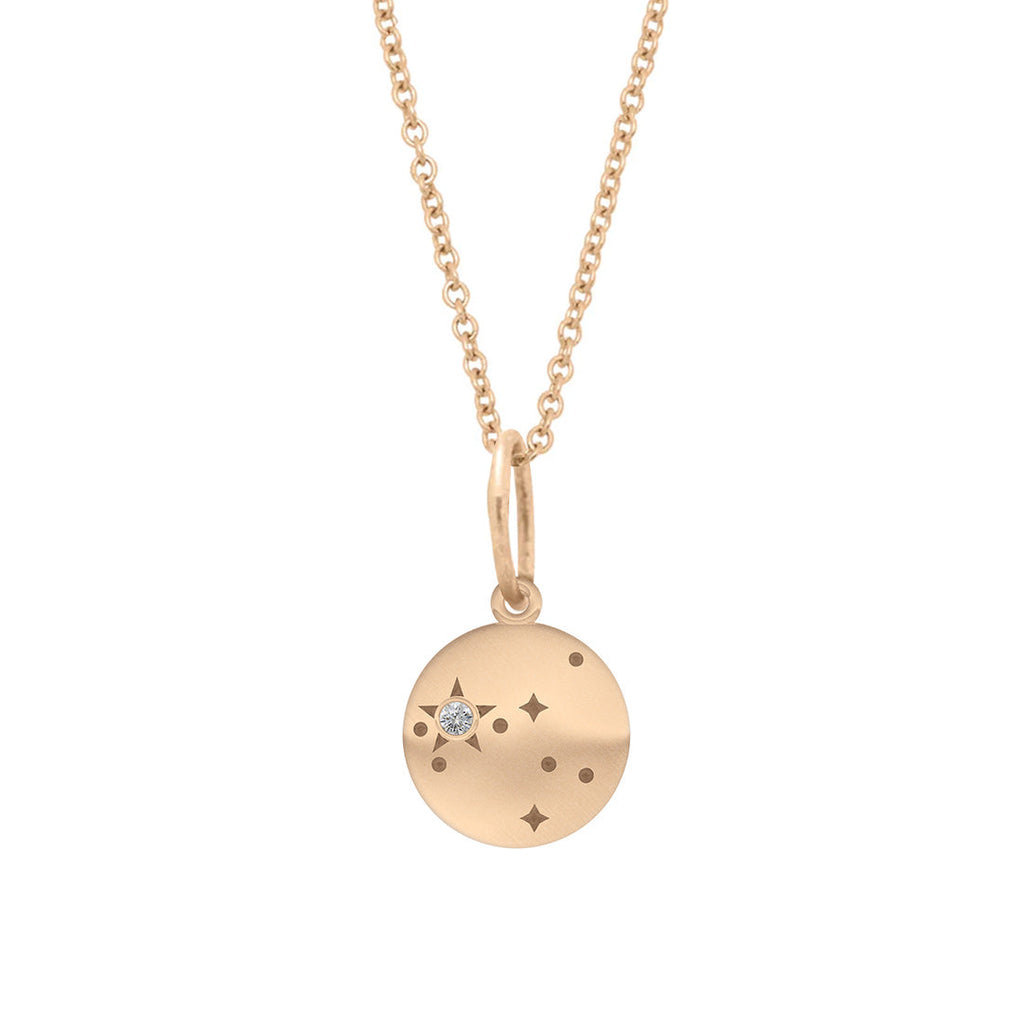 SAGITTARIUS Zodiac Astrology Charm - Diamond Gold Constellation Coin Pendant Lab Diamond By Valley Rose Ethical Jewelry