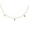 Sagittarius Zodiac Gold Fringe Necklace with Tanzanite, Sapphire & Garnet 16" Chain By Valley Rose Ethical Jewelry