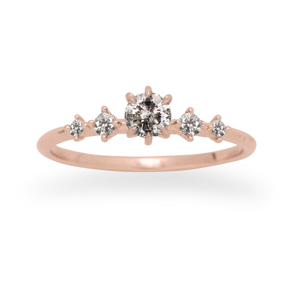 Salt and Pepper Diamond Celestial Engagement Ring By Valley Rose