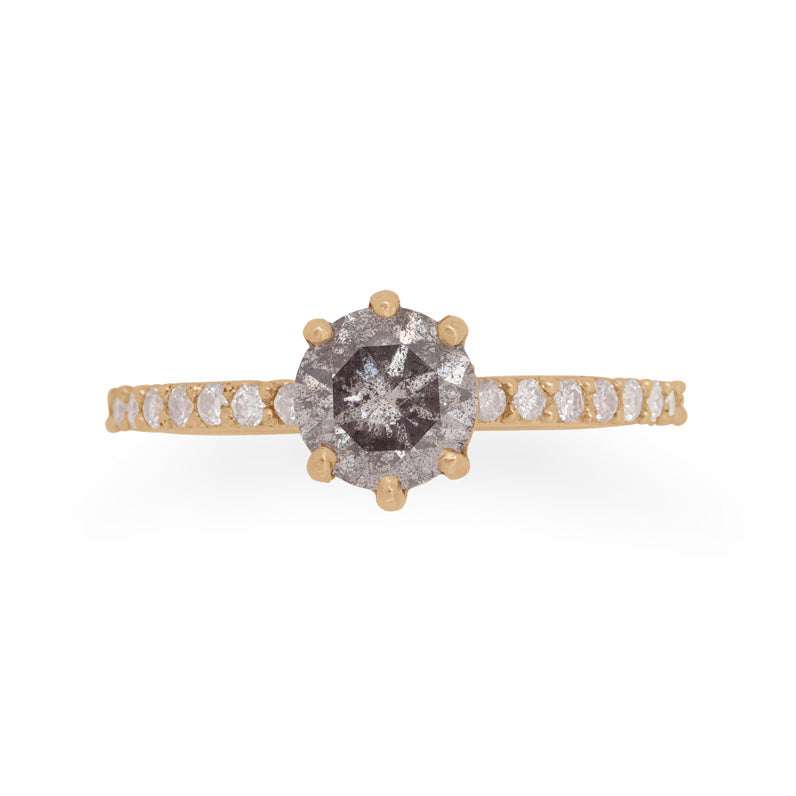 Salt & Pepper Grey Diamond Engagement Ring with Pave By Valley Rose