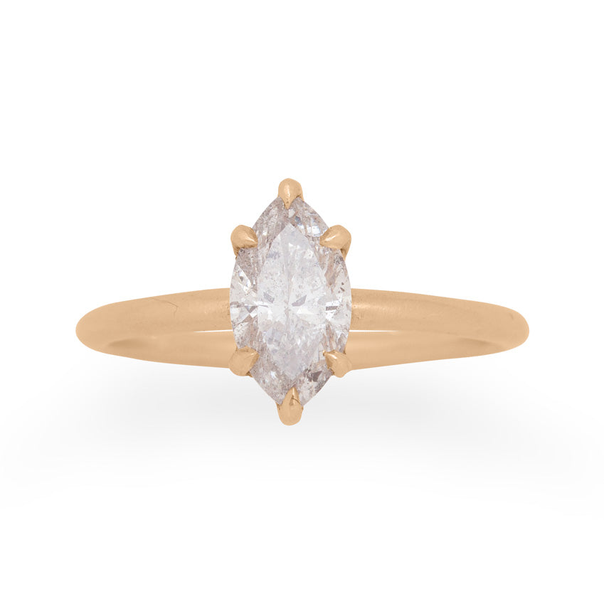 Salt & Pepper Grey Marquise Diamond Solitaire Ethical Engagement Ring By Valley Rose