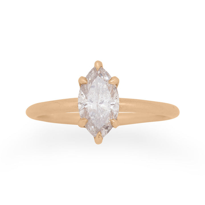 Salt & Pepper Grey Marquise Diamond Solitaire Ethical Engagement Ring By Valley Rose