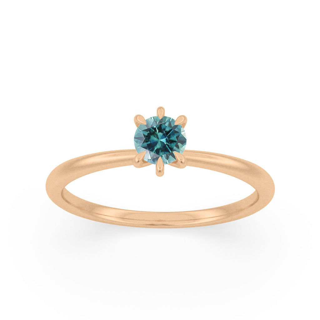 Sapphire Ethical Engagement Ring Solitaire in Teal, Blue or Green By Valley Rose