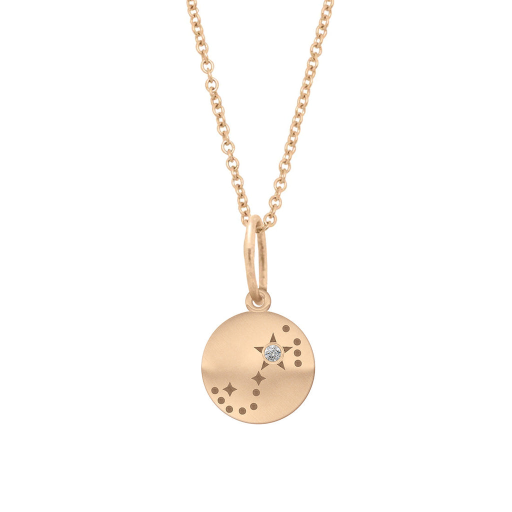 Scorpio Zodiac Astrology Charm - Diamond Gold Constellation Coin Pendant Lab Diamond By Valley Rose Ethical Jewelry