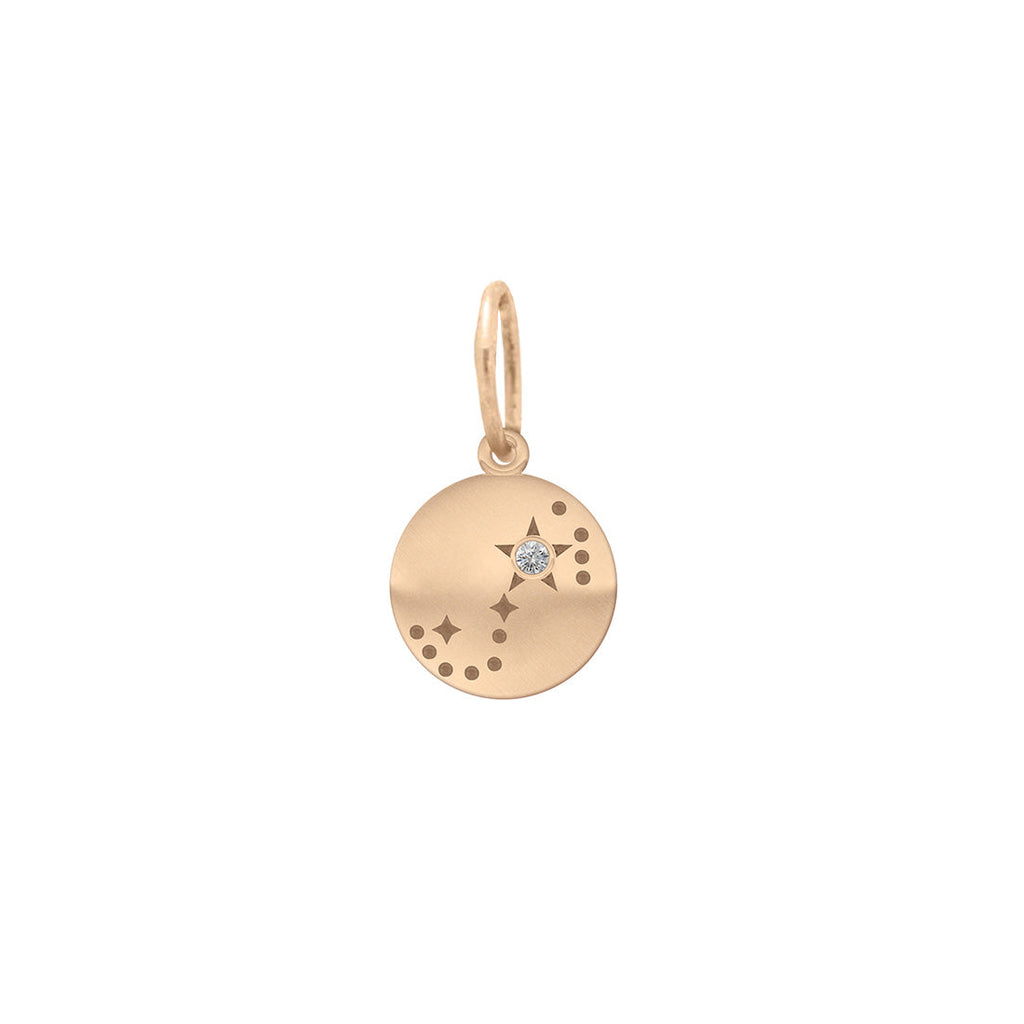 Scorpio Zodiac Astrology Charm - Diamond Gold Constellation Coin Pendant Lab Diamond By Valley Rose Ethical Jewelry