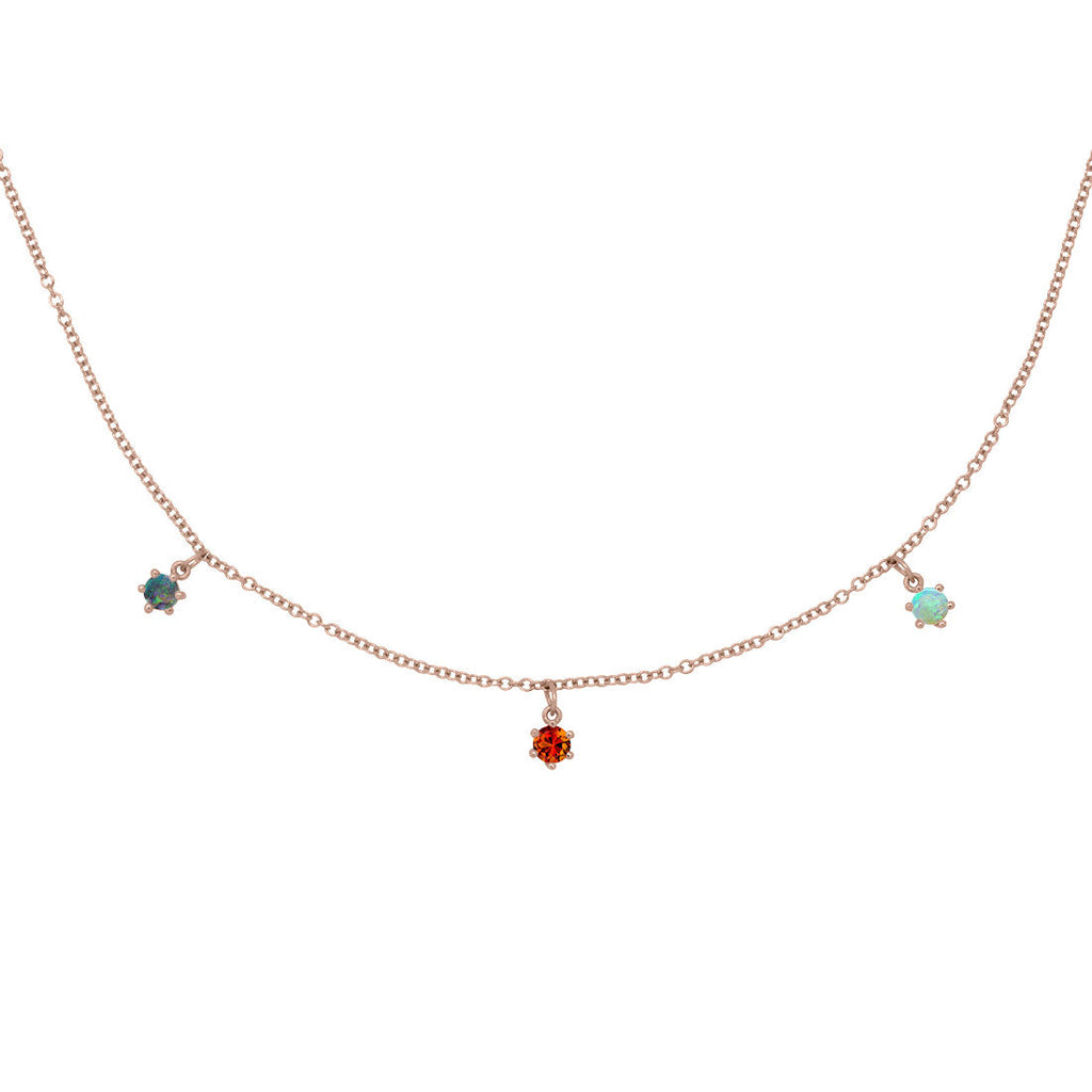 Scorpio Zodiac Gold Fringe Necklace with Citrine & Opal 16