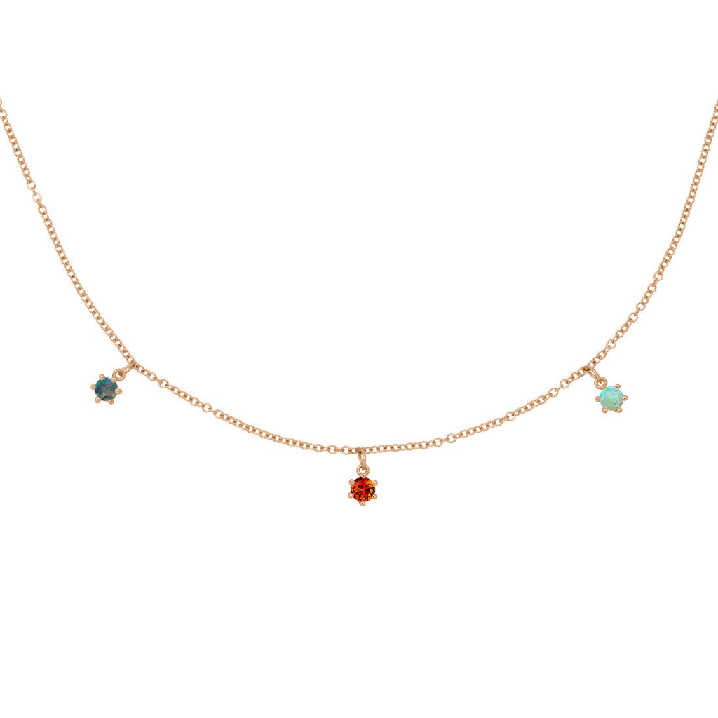 Scorpio Zodiac Gold Fringe Necklace with Citrine & Opal 16