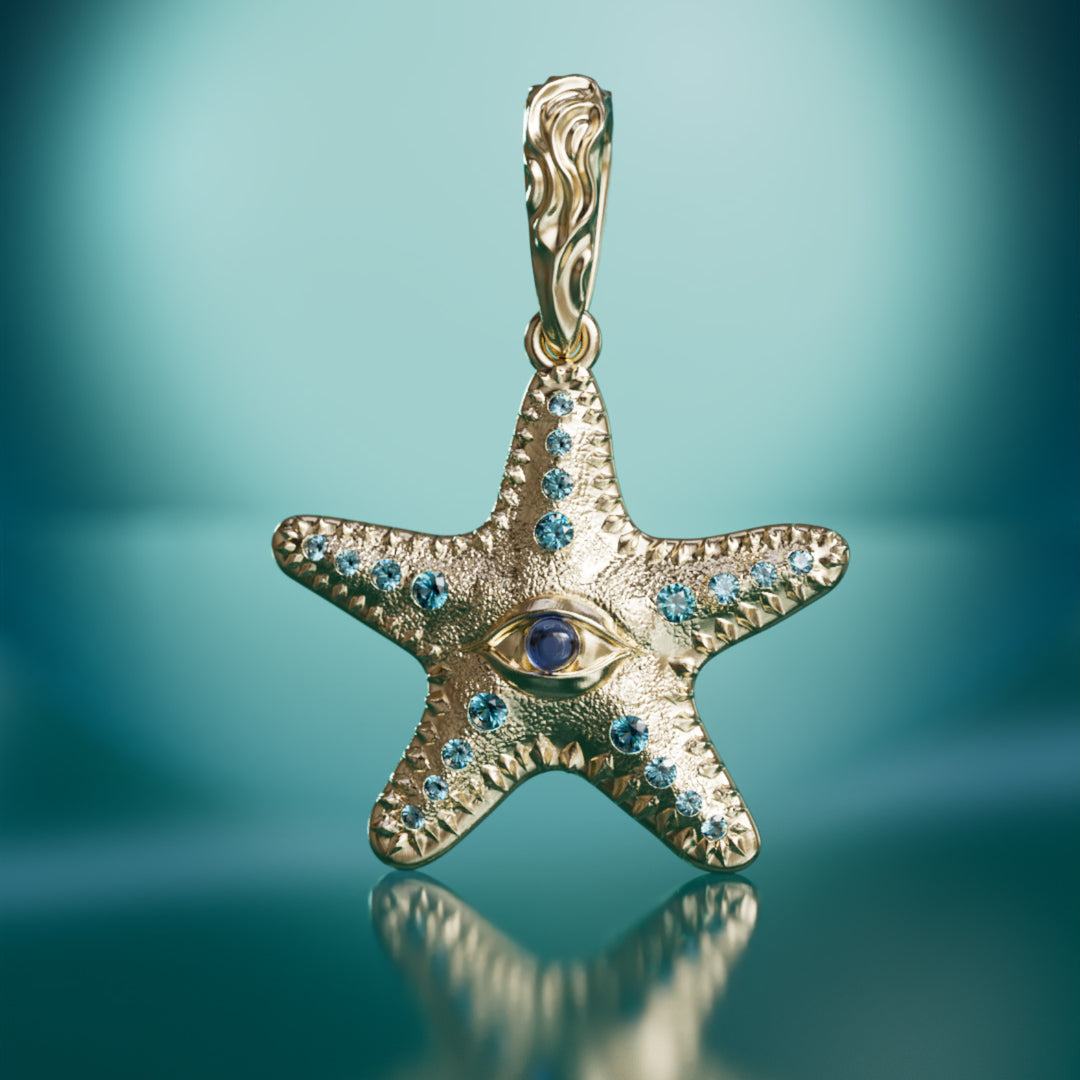 Sea Star Charm with Sapphire By Valley Rose