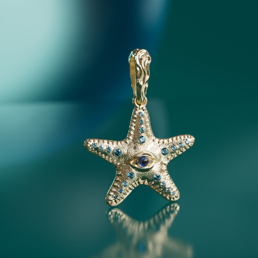 Sea Star Charm with Sapphire By Valley Rose
