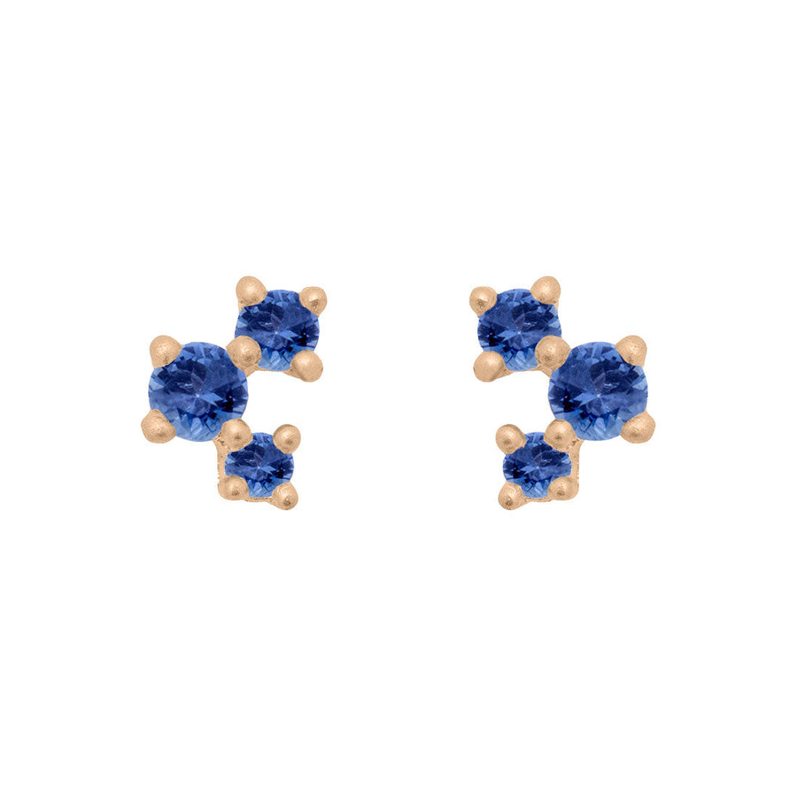 September Birthstone Earrings, Blue Sapphire 14k Gold Celestial Earrings By Valley Rose
