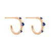 September Birthstone Earrings, Blue Sapphire 14k Gold Celestial Mini Huggie Hoops By Valley Rose