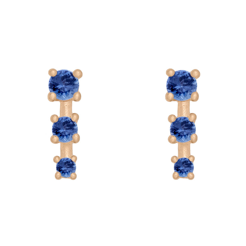 September Birthstone Earrings, Blue Sapphire 14k Gold Ear Climbers By Valley Rose