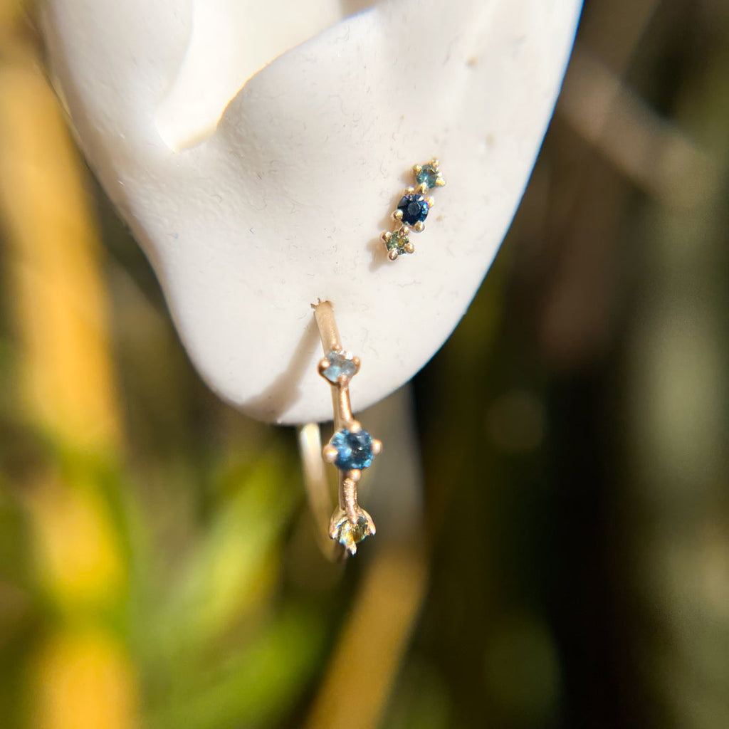 September Birthstone Earrings, Blue Sapphire 14k Gold Ear Climbers By Valley Rose