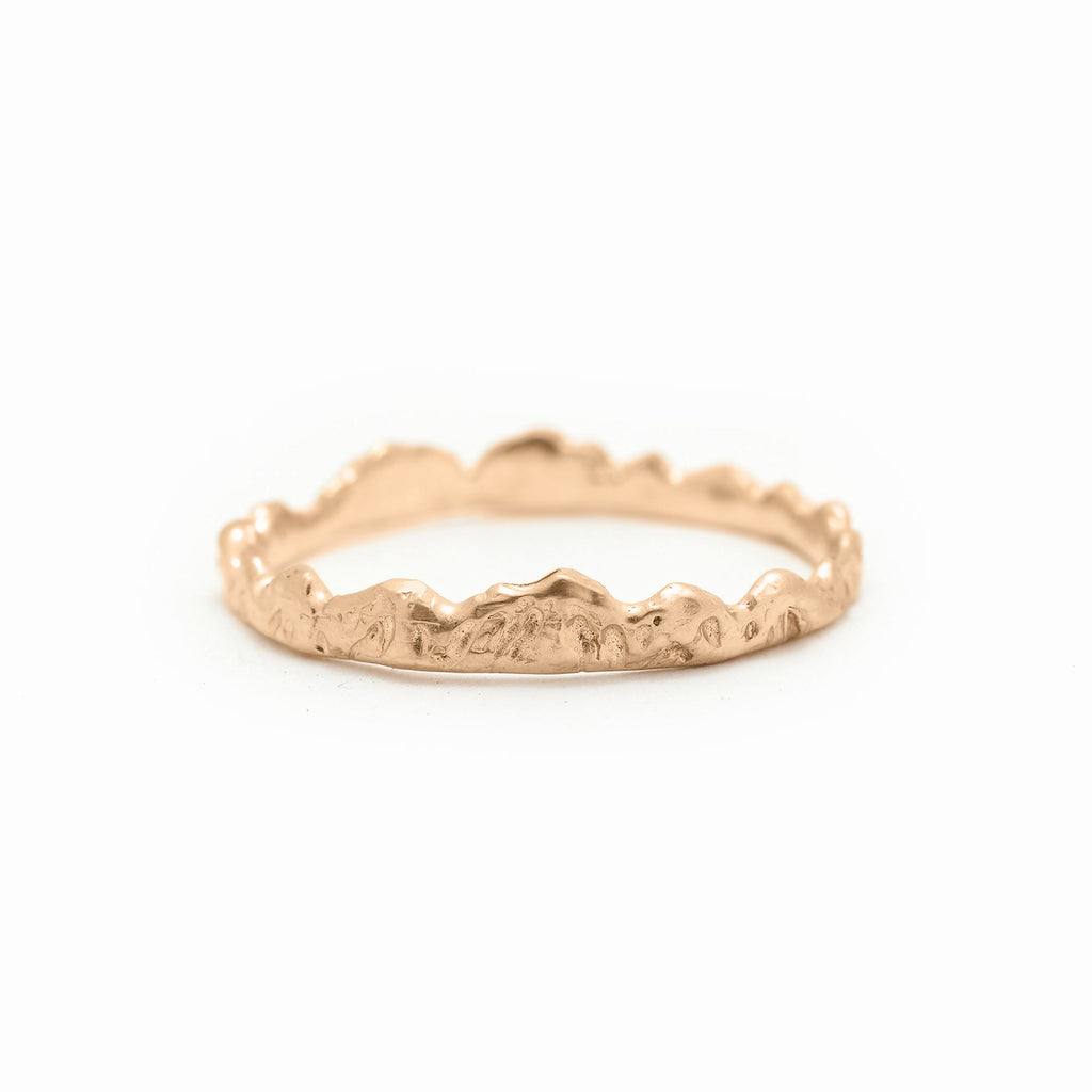 Sequoia Mountain Gold Ring, Nature Crown Wedding Band By Valley Rose