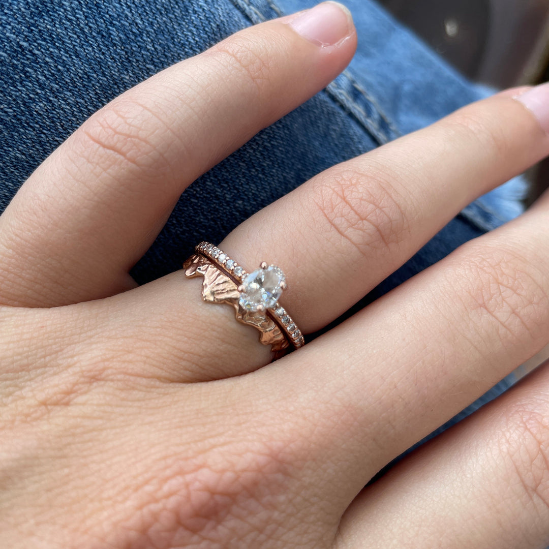 Sequoia Mountain Gold Ring, Nature Crown Wedding Band By Valley Rose