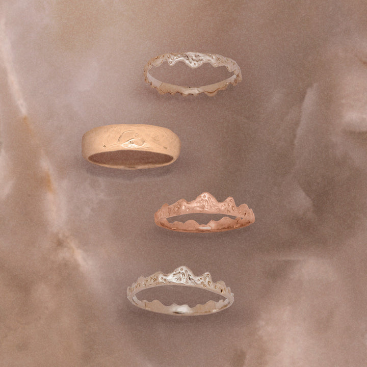 Sequoia Mountain Gold Ring, Nature Crown Wedding Band By Valley Rose