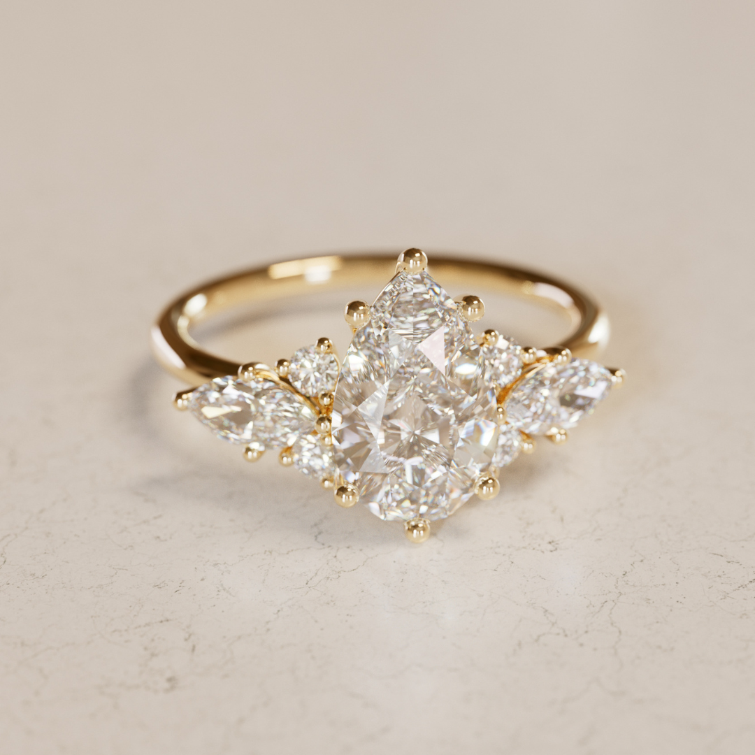 Serena Pear Lab Diamond Unique Vintage Engagement Ring By Valley Rose