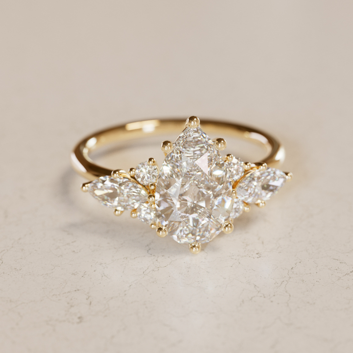 Serena Pear Lab Diamond Unique Vintage Engagement Ring By Valley Rose